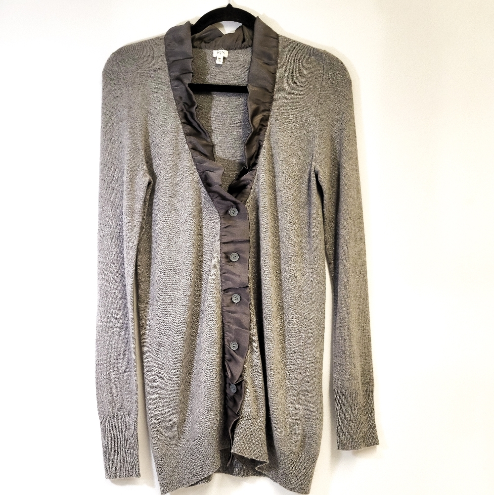 J. Crew Factory Cashmere Blend Ruffled Cardigan